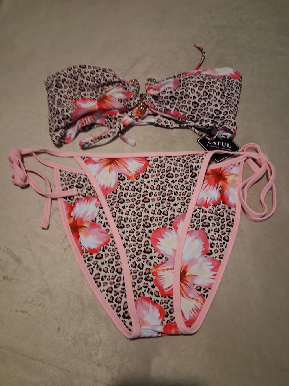 Zaful- Animal Print String Bikini